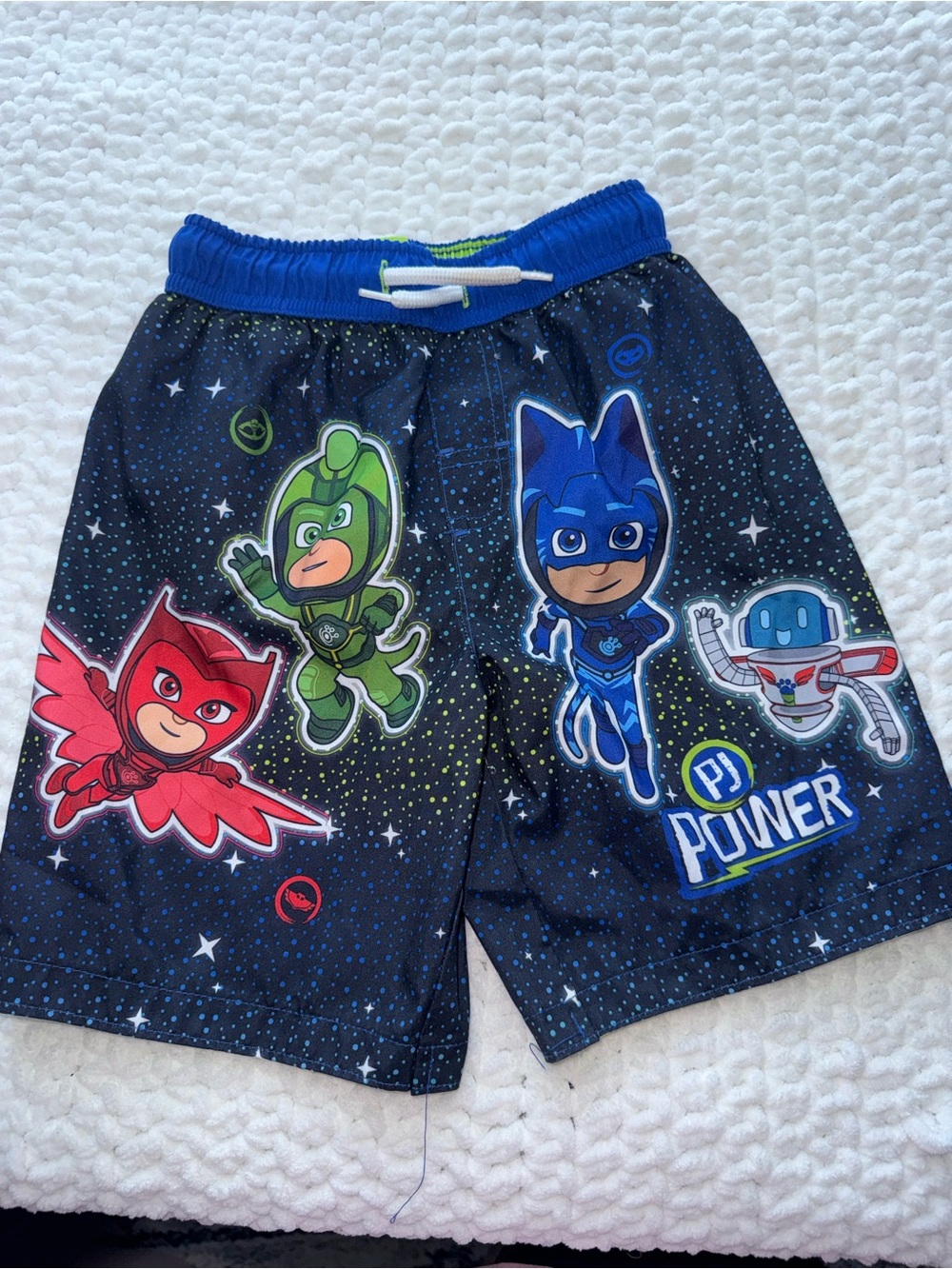 Skechers Kids' Black PJ Power Character Swim Shorts with Blue Waistband